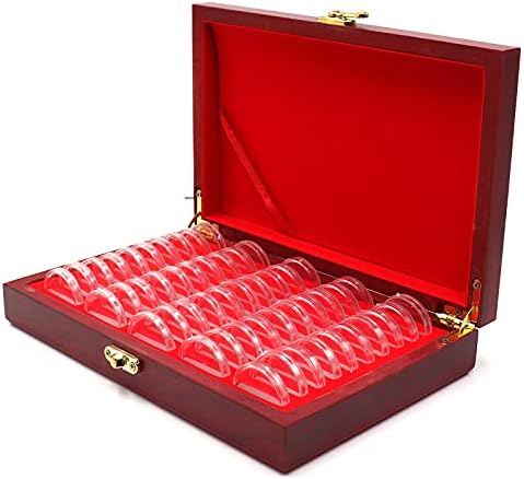 50 peças 30mm Casca de cápsulas de moedas de madeira, caixa de coleta de moedas Caixa de armazenamento exibir caixa de bloqueio,