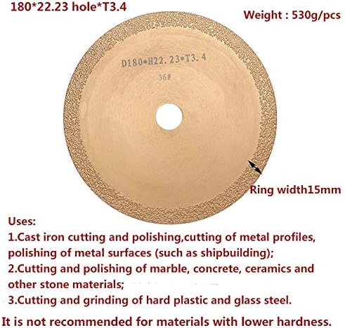 Xucus 1pc 180x22.23mm Lâmina de serra circular de diamante para mármore Jade Jade Aço inoxidável Cerâmica Cerâmica