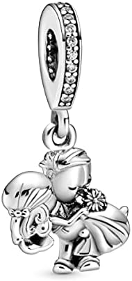 Pandora Jewelry Casal Casal Dangle Charm - Bracelet ou Charm Charm for Women - Prata esterlina com zirconia cúbica
