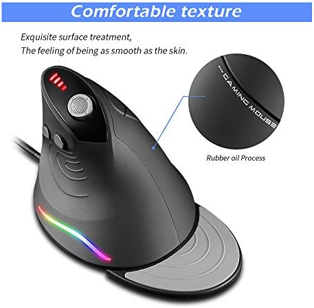 Zelotes mouse ergonômico de jogos, mouse de jogos vertical de computador com bloco de mão, botões personalizáveis, precisão ajustável