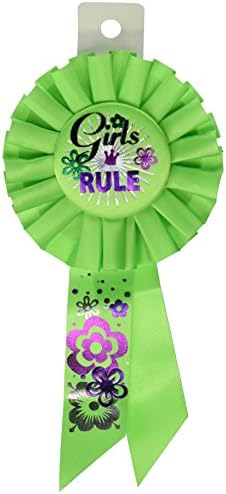 Beistle Girls Rule Rosette Birthday Party Supplies, fitas vestíveis, 3,25 x 6,5, verde limão/rosa/roxo
