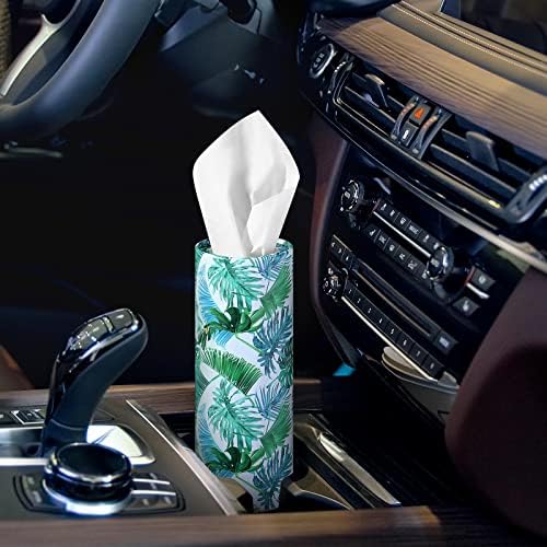 4 PCs Caixas de lenços de papel de carro Caixas de tecido de cilindro de deslocamento 7 x 2,6 polegadas de grande capacidade de carro Cilindro de lençóis havaianos Caixa de lenços redondos para porta -faca de carro