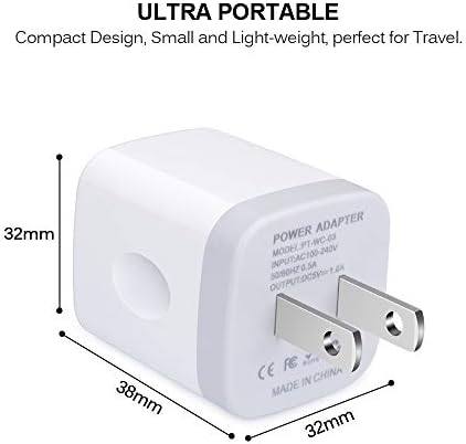 Carregador de parede USB único, Tepoo 2 pacote 1a 5V One Adaptador de potência do plugue de uma porta Bloco de carregamento Cubo de
