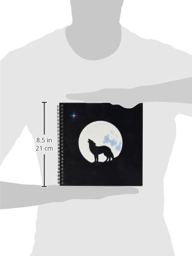 A obra de arte 3drose apresenta um lobo solitário em silhueta uivando sob o livro de memória de lua cheia, 12 polegadas