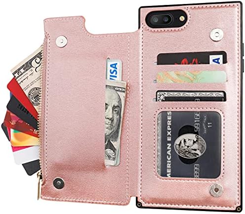 Caixa de carteira bocasal para iPhone 7 Plus/8 Plus com 3 slots de cartões Cash Titular Zipper Design premium PU PU Couro