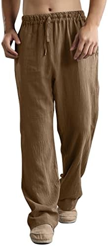 Calça de linho ghdhue, homens, calças de ioga de algodão masculino casual calças soltas de fundo aberto calças de lounge leves
