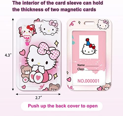Keychain de anime Kawaii com cartões de cartões de cartões de desenho animado, rosa fofo de teclados pendentes acessórios