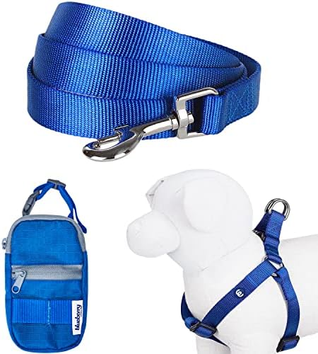 Conjunto de feixes essenciais para animais de estimação de mirtilo - pequena trela azul real + dispensador de bolsa de resíduos