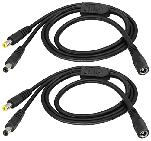 HCFENG DC POWER Y SPLITTER CABO, DC 5,5 mm x 2,5 mm 1 fêmea a CC 5,5 mm x 2,5 mm masculino e DC 5,5 mm x 2,1mm cabo de alimentação