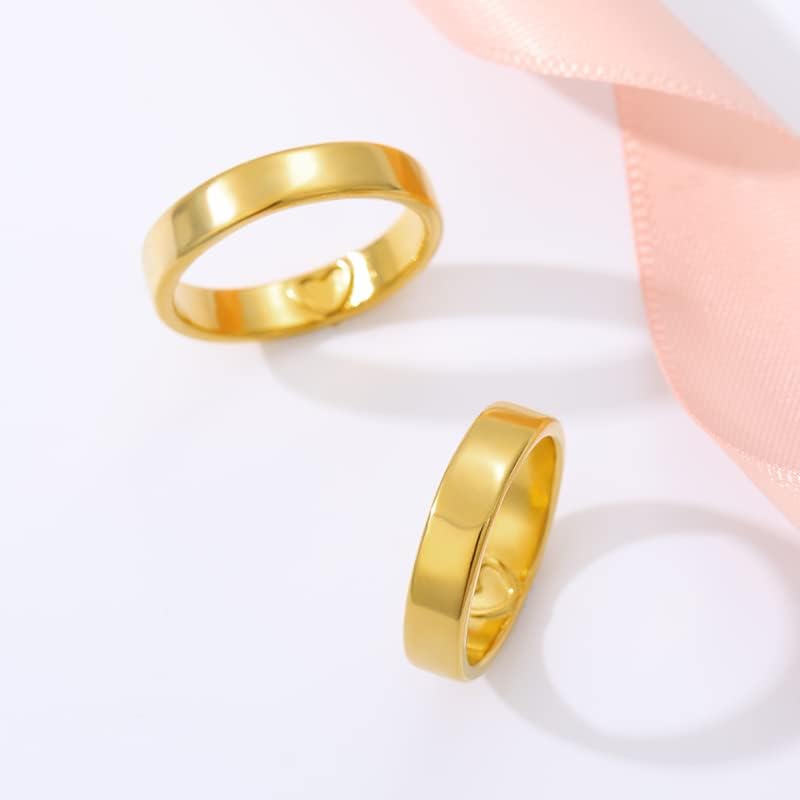 Longliter Women and Man Rings em forma de coração escultura simples redonda de jóias de ouro rosa de ouro Best - Gold - 8