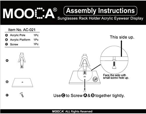 MOOCA 3 peças Conjunto de óculos acrílicos quadro Riser Stand Stand Glasses Sunglasses Rack Sunglasses Rack String