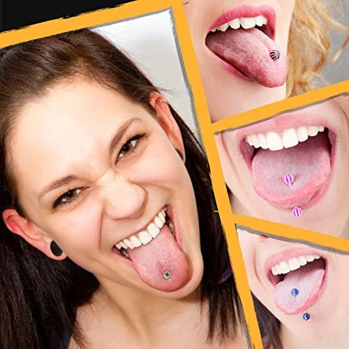 Crazypiercing 100pcs 14g anéis de língua acrílica, sortimento de várias cores anéis de língua flexível misturam perfuradores