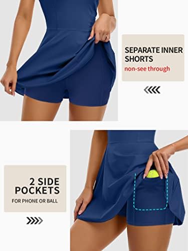 Vestido de tênis de ATTRACO para mulheres com shorts e vestidos de treino de sutiã de sutiã com bolsos
