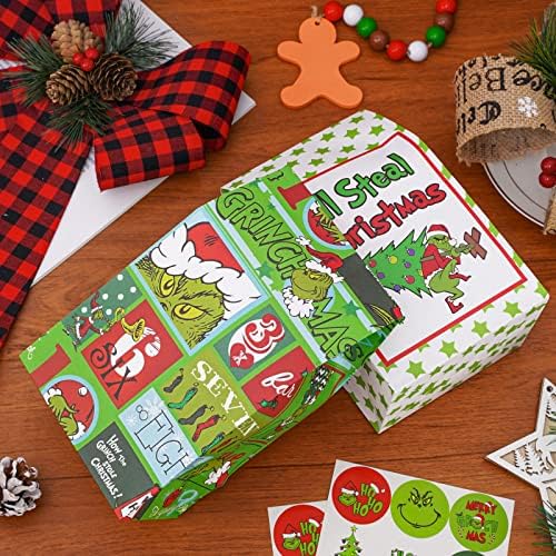 AnyDesign 48pcs Christmas Treat Goodie Bag 6 Design de papel de presente de papel com adesivos de 48pcs