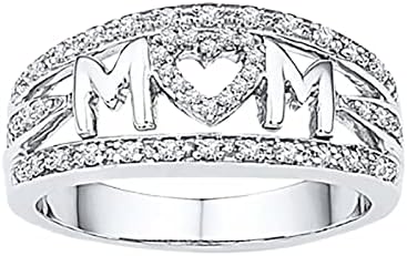 Silver Heart Promise Ring for Women Jewelry Cz Love Promise Band Rings para esposa/mãe/avó Valentine's