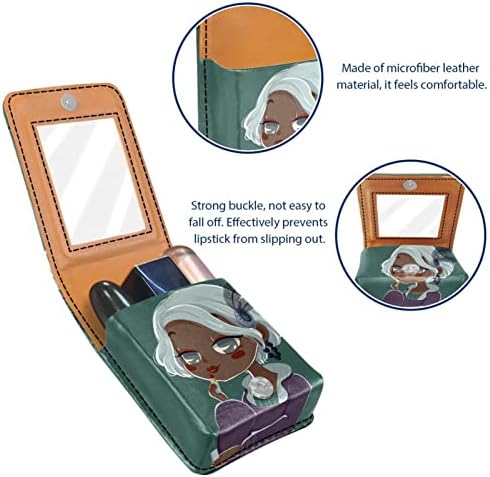 Case de batom de oryuekan com espelho bolsa de maquiagem portátil