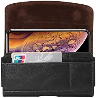 Protetor de telefone Compatível com o iPhone 11 Pro Max/XS Max Leather Belt Clip Pouch, bolsa de estojo de cinto compatível com Samsung Galaxy Note9/8/S10+/S9+/S8+/J4+/A7, caixa da carteira com suporte de cartão não