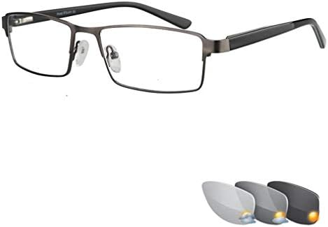 Óculos de leitura de ouro da moda Horv para homens, óculos de sol fotochrômicos, óculos de mudança de cor inteligentes, ouro/cinza