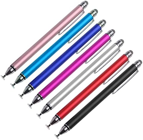 Caneta de caneta de onda de ondas de caixa compatível com a caneta capacitiva de caneta capacitiva de dualtip, caneta capacitiva de ponta da ponta da fibra - caneta caneta - prata metálica