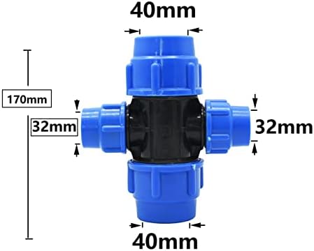 63/50/40/40/32/25/20mm de tubo de PE PE Conector rápido ajuste de transição Cruz Couplador de 4 vias Couplador plástico