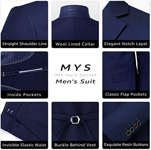 My's Men's 3 peças fino terno, um botão com calças de colete de blazer e gravata