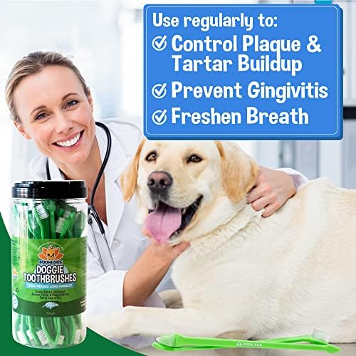 Escova de dentes de cachorro e gato de cachorro e gato duplo | Pet Safe Super Soft Cemitles para Pet Dental & Oral Care dentes