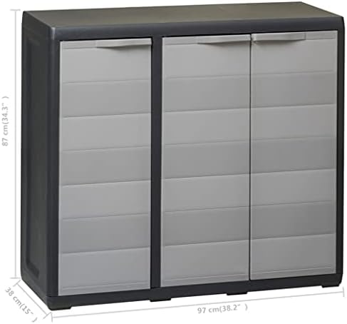 Armário de armazenamento independente com 3 portas e 2 prateleiras ventiladas e ajustáveis, armário de bloqueio de duas camadas