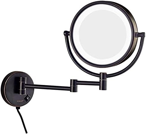 Lianxiao - espelho de dupla face de 8 polegadas, banheiro extensível de 360 ​​° de barbear espelho de vaidade cosmética com interruptor