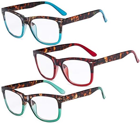 Senhoras para os olhos que lê óculos - 3 Pacote de lentes grandes leitores elegantes para mulheres +4.00