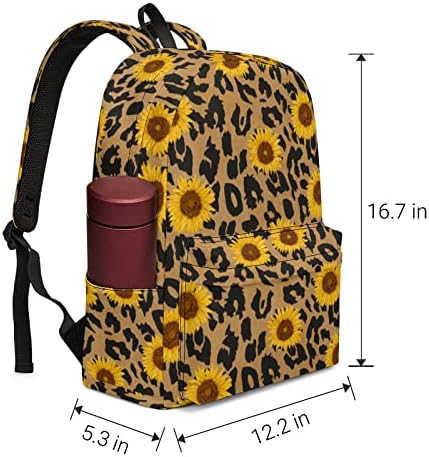 Mochila de leopardo de girassol ewobicrt 16,7 polegadas Bag grande de laptop mack casual para camping de viagens de