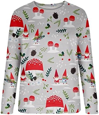 Feliz Natal Sweatshirt para mulheres soltar ombro de manga comprida Treça de Natal Tops de camisa leve