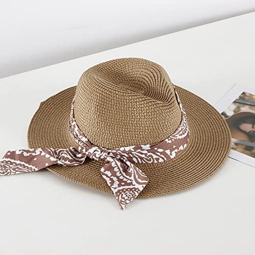 Chapéu de palha de sol do sol da praia feminino Chapéus de sol largo de sol para mulheres chapéu de praia de palha retro