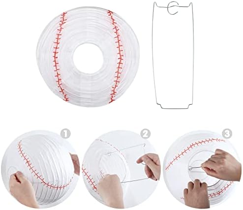 Lanternas de papel de beisebol de 10 polegadas para festa de festa de aniversário de beisebol esportivo - pacote de 5