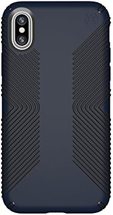 Speck iPhone X / XS Presidio Grip Case, capa de iPhone protegida de 10 pés com acabamento resistente a arranhões e aderência protetora sem deslizamento, eclipse azul / carbono preto