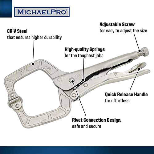 MichaelPro MP003063 CLAMP CLAMPE DE BLASSE DE 11 polegadas com almofadas giratórias