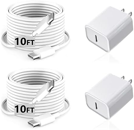 Carregador de iPad 10 pés, carregador USB C Fast, Ipad Pro Charger Apple Certificado Bloco de carregamento de 20w