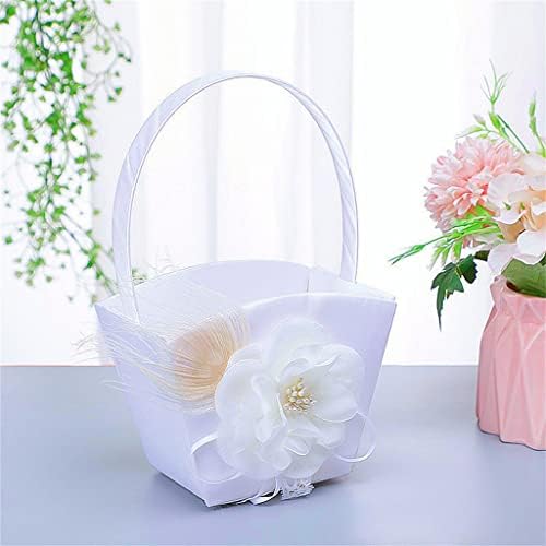 Mmllzel Flower Girl Basket and Ring Ursion Pillow Conjunto - cestas de casamento de valor fofo - decorar marfim decorar