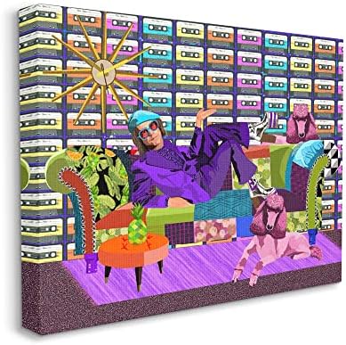 Stuell Industries Pop Style Bold Pattern Elton Dog Patchwork Couch, Design de Lynanda Rakos