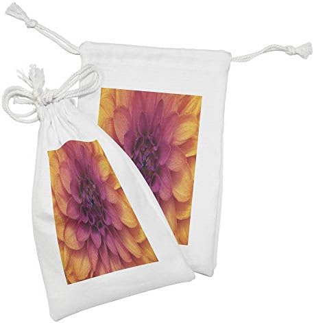 Conjunto de bolsas de tecido floral de Ambesonne de 2, tiro macro de visão superior da cena de pétalas de Dahlia, saco