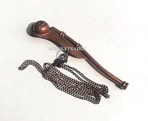 Whistle Antique Brass do Trader Bosun com madeira de madeira incrustada - acabamento antigo de cobre