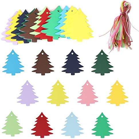 Honbay 120pcs em branco Trepa de presente de árvore de natal com cordas Multicolor Presente Tags penduradas Label para decoração de