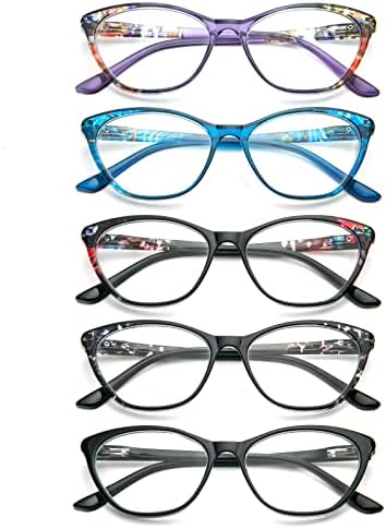 Dxyxyo Blue Light Reading Glasses for Women 4 Pack Cat Eye Computer Leitores com dobradiça de primavera