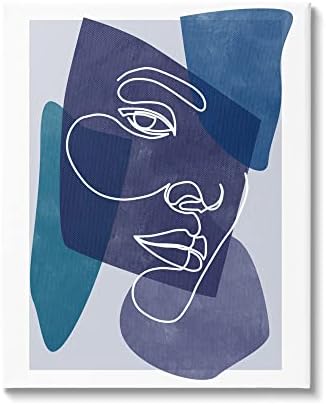 Stuell Industries Bold Blue Purple Formas Face Line Doodle Motif, Design by Birch & Ink