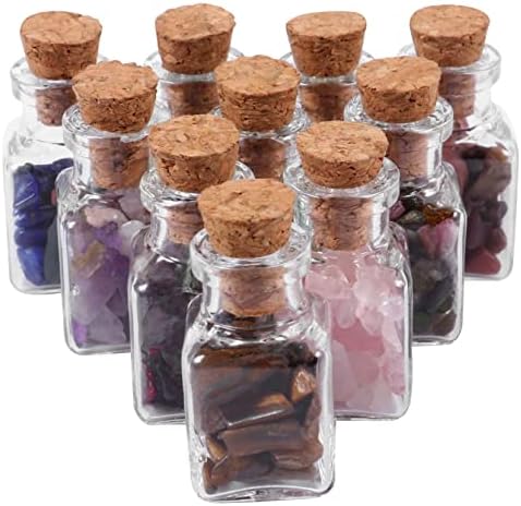 Coheali 30 conjuntos de garrafas de pedra preciosa garrafas de vidro coloridas decoração caseira frascos de vidro minúsculos gemos de