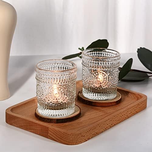 12 PCS Votivo Titulares, Clear Glass Tea Lights Candle Solder, Tealight Candle Votives for Wedding Tabel Birthday Party Home Decoration