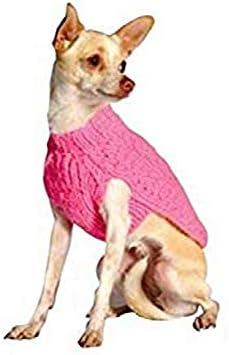 Suéter de cachorro a cabo rosa de cachorro frio, pequeno