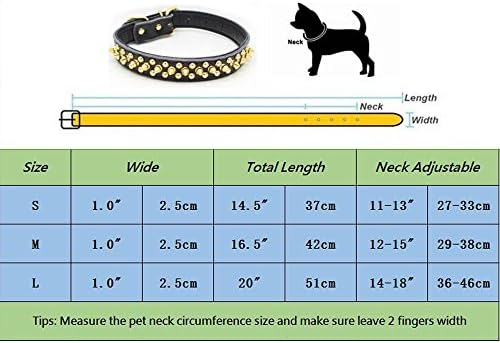 Avenpets Lindas design de couro genuíno colarinho de cachorro com picos de ouro e pregos, azul, S: