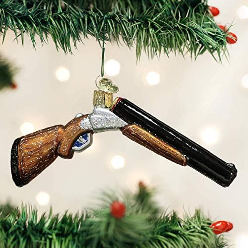 Ornamentos de Natal do Velho Mundo: Ornamentos soprados de vidro de coleta de armas para a árvore de Natal, espingarda