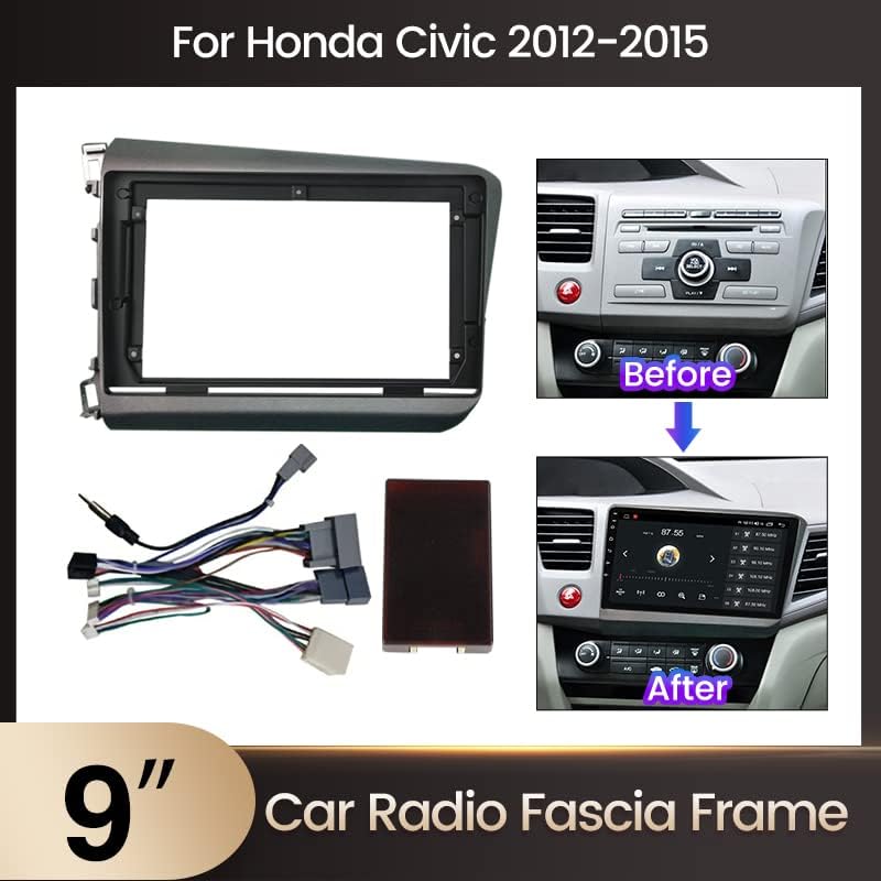 Painel de rádio de carro de 9 polegadas para Honda Civic 2012-2015 Cabo de estrutura estéreo