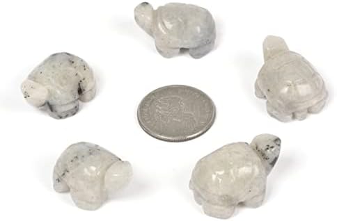Justinstones Labradorita Cura Crystal Guardian Tartaruga Tartaruga Pocket Stone Fatuetas esculpidas Crafts Decoração de casa 1,2 polegada